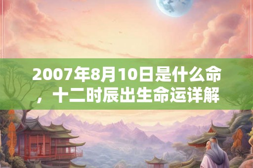 2007年8月10日是什么命，十二时辰出生命运详解