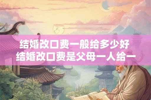 结婚改口费一般给多少好 结婚改口费是父母一人给一份吗
