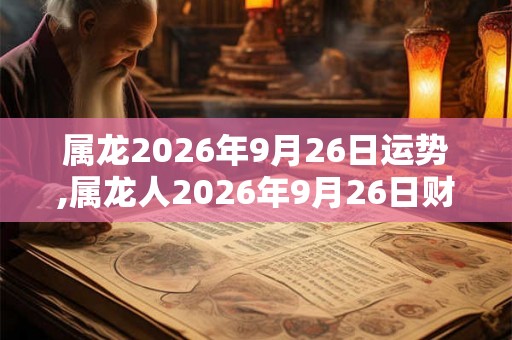属龙2026年9月26日运势,属龙人2026年9月26日财运,生肖龙2026年9月26日运势