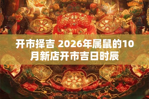 开市择吉 2026年属鼠的10月新店开市吉日时辰 开市择吉 2026年属鼠的10月新店开市吉日时辰