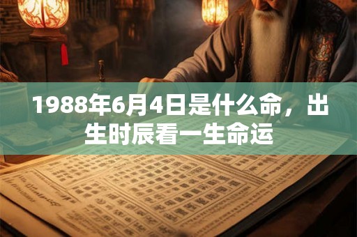 1988年6月4日是什么命，出生时辰看一生命运