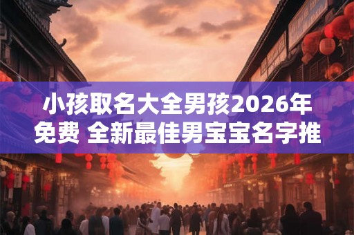小孩取名大全男孩2026年免费 全新最佳男宝宝名字推荐