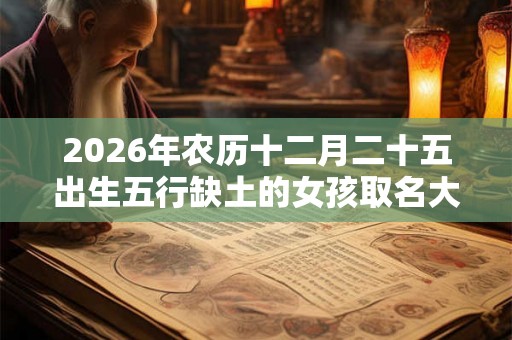 2026年农历十二月二十五出生五行缺土的女孩取名大全