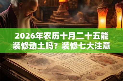 2026年农历十月二十五能装修动土吗？装修七大注意事项