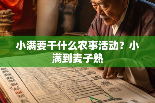 小满要干什么农事活动？小满到麦子熟