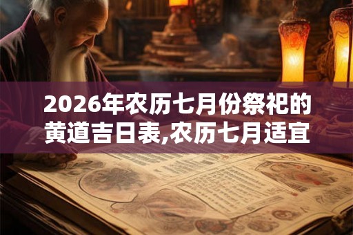 2026年农历七月份祭祀的黄道吉日表,农历七月适宜祭祀的好日子