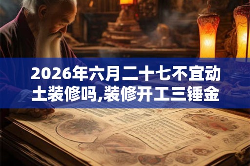 2026年六月二十七不宜动土装修吗,装修开工三锤金句