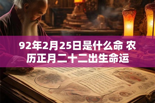 92年2月25日是什么命 农历正月二十二出生命运