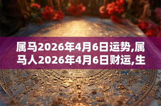 属马2026年4月6日运势,属马人2026年4月6日财运,生肖马2026年4月6日运势