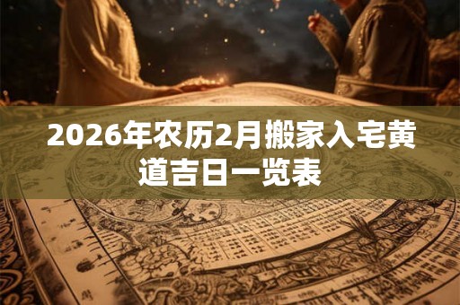 2026年农历2月搬家入宅黄道吉日一览表