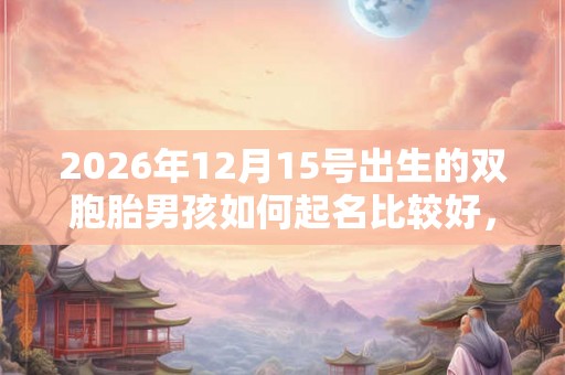 2026年12月15号出生的双胞胎男孩如何起名比较好，五行属什么
