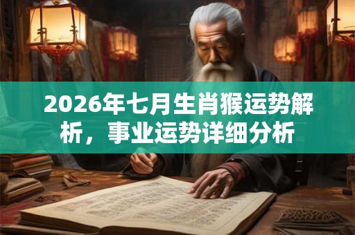 2026年七月生肖猴运势解析，事业运势详细分析