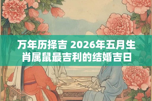 万年历择吉 2026年五月生肖属鼠最吉利的结婚吉日