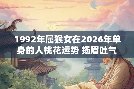 1992年属猴女在2026年单身的人桃花运势 扬眉吐气脱单成功 1992年属猴女在2026年单身的人桃花运势 扬眉吐气脱单成功