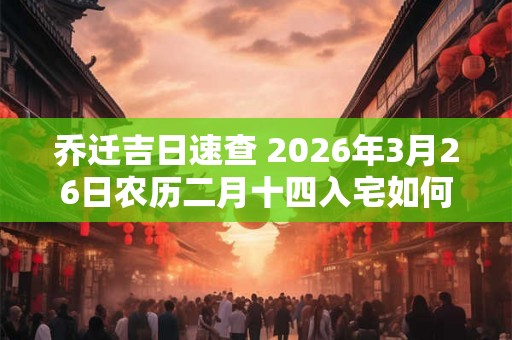 乔迁吉日速查 2026年3月26日农历二月十四入宅如何