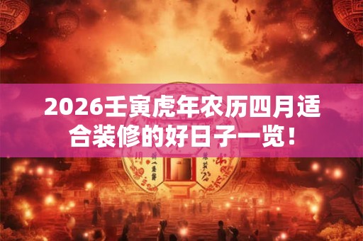 2026壬寅虎年农历四月适合装修的好日子一览！