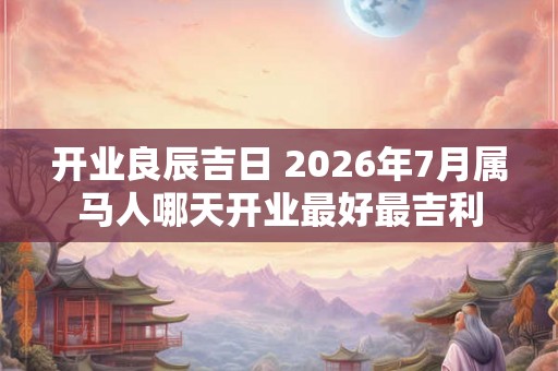 开业良辰吉日 2026年7月属马人哪天开业最好最吉利 开业良辰吉日 2026年7月属马人哪天开业最好最吉利