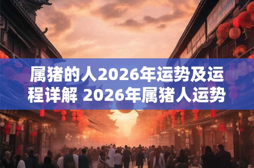 属猪的人2026年运势及运程详解 2026年属猪人运势如何