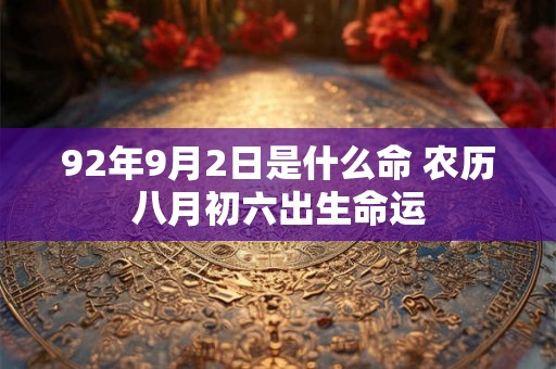 92年9月2日是什么命 农历八月初六出生命运