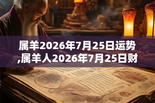 属羊2026年7月25日运势,属羊人2026年7月25日财运,生肖羊2026年7月25日运势