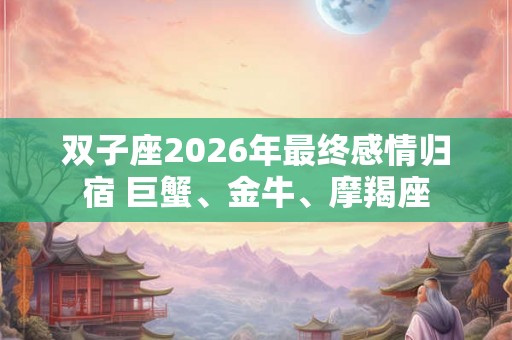 双子座2026年最终感情归宿 巨蟹、金牛、摩羯座