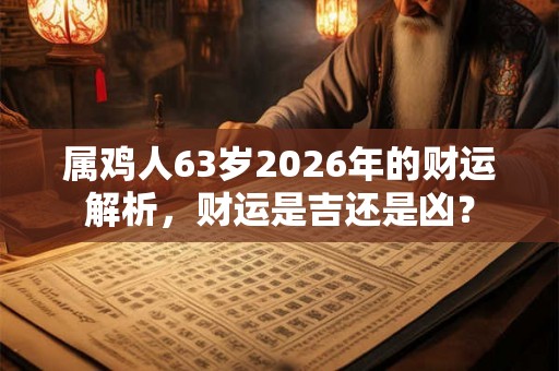 属鸡人63岁2026年的财运解析，财运是吉还是凶？