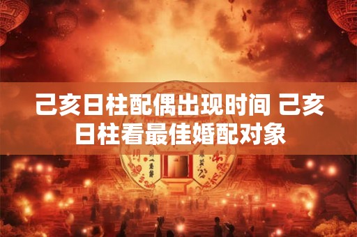 己亥日柱配偶出现时间 己亥日柱看最佳婚配对象