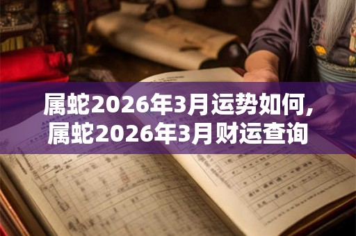 属蛇2026年3月运势如何,属蛇2026年3月财运查询 属蛇2026年3月运势如何,属蛇2026年3月财运查询