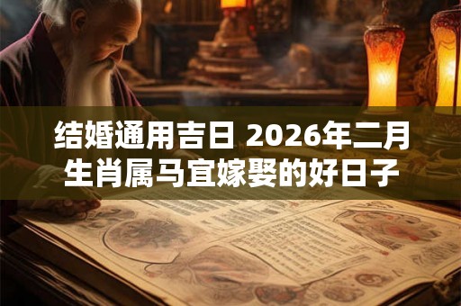 结婚通用吉日 2026年二月生肖属马宜嫁娶的好日子 结婚通用吉日 2026年二月生肖属马宜嫁娶的好日子