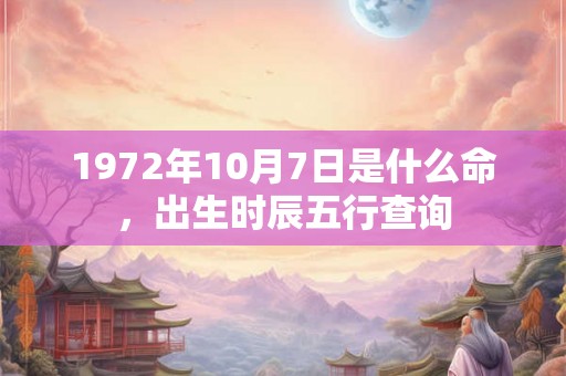 1972年10月7日是什么命，出生时辰五行查询