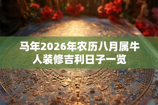 马年2026年农历八月属牛人装修吉利日子一览