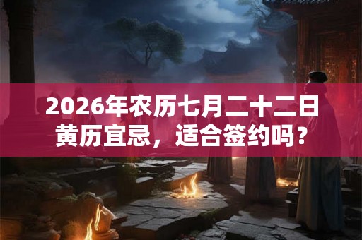 2026年农历七月二十二日黄历宜忌，适合签约吗？
