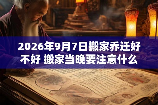 2026年9月7日搬家乔迁好不好 搬家当晚要注意什么 2026年9月7日搬家乔迁好不好 搬家当晚要注意什么