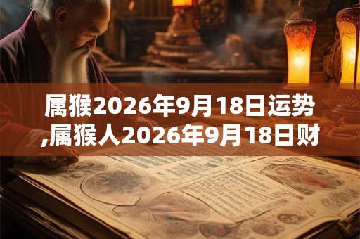 属猴2026年9月18日运势,属猴人2026年9月18日财运,生肖猴2026年9月18日运势