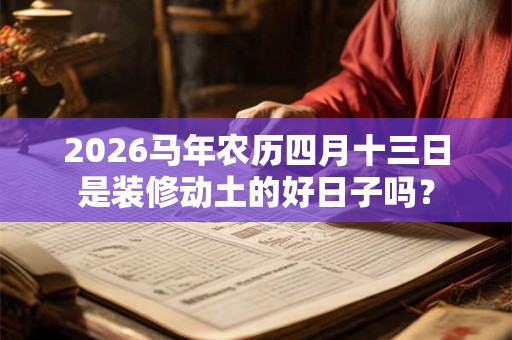 2026马年农历四月十三日是装修动土的好日子吗？