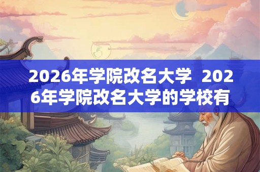 2026年学院改名大学  2026年学院改名大学的学校有哪些