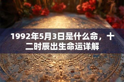 1992年5月3日是什么命，十二时辰出生命运详解