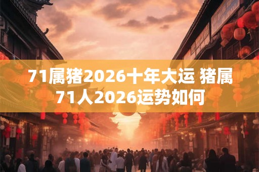 71属猪2026十年大运 猪属71人2026运势如何