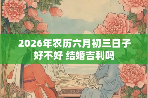 2026年农历六月初三日子好不好 结婚吉利吗