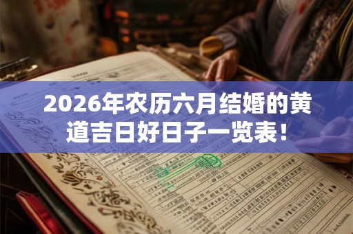 2026年农历六月结婚的黄道吉日好日子一览表！