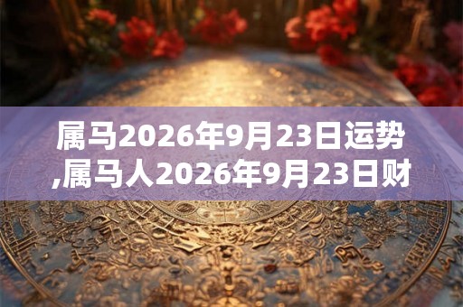 属马2026年9月23日运势,属马人2026年9月23日财运,生肖马2026年9月23日运势 属马2026年9月23日运势,属马人2026年9月23日财运,生肖马2026年9月23日运势