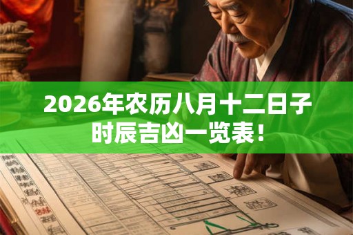 2026年农历八月十二日子时辰吉凶一览表！