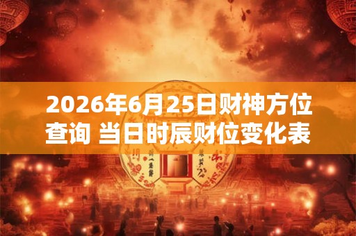 2026年6月25日财神方位查询 当日时辰财位变化表 2026年6月25日财神方位查询 当日时辰财位变化表