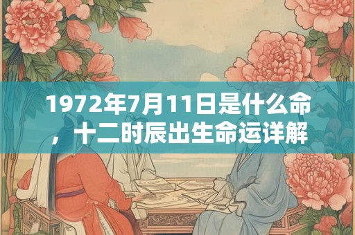 1972年7月11日是什么命，十二时辰出生命运详解