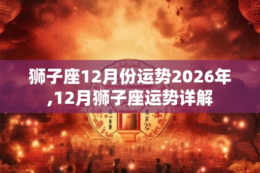 狮子座12月份运势2026年,12月狮子座运势详解