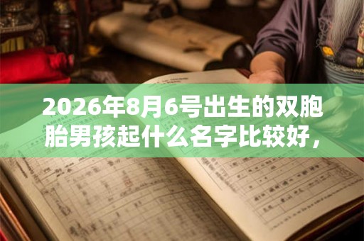 2026年8月6号出生的双胞胎男孩起什么名字比较好，五行属什么