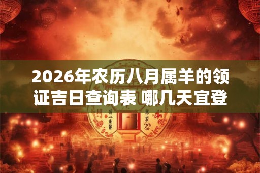 2026年农历八月属羊的领证吉日查询表 哪几天宜登记结婚