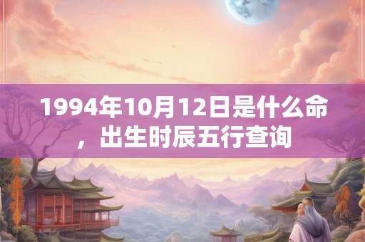 1994年10月12日是什么命，出生时辰五行查询