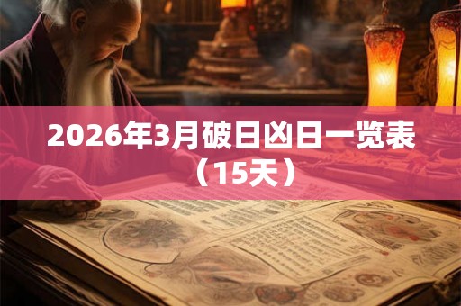 2026年3月破日凶日一览表（15天）