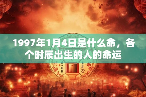 1997年1月4日是什么命，各个时辰出生的人的命运